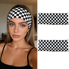Doneace front view of two plaid headbands showing pattern and fit benefits