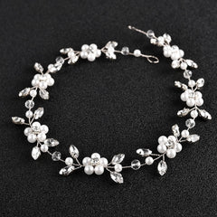 DonLeeving front view headband showing elegant pearls and rhinestones