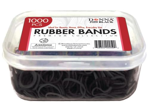 DONNA front packaging with 1000 black mini bands, shows value and convenience