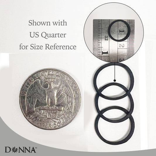 DONNA clear storage case open displaying neatly organized black elastics