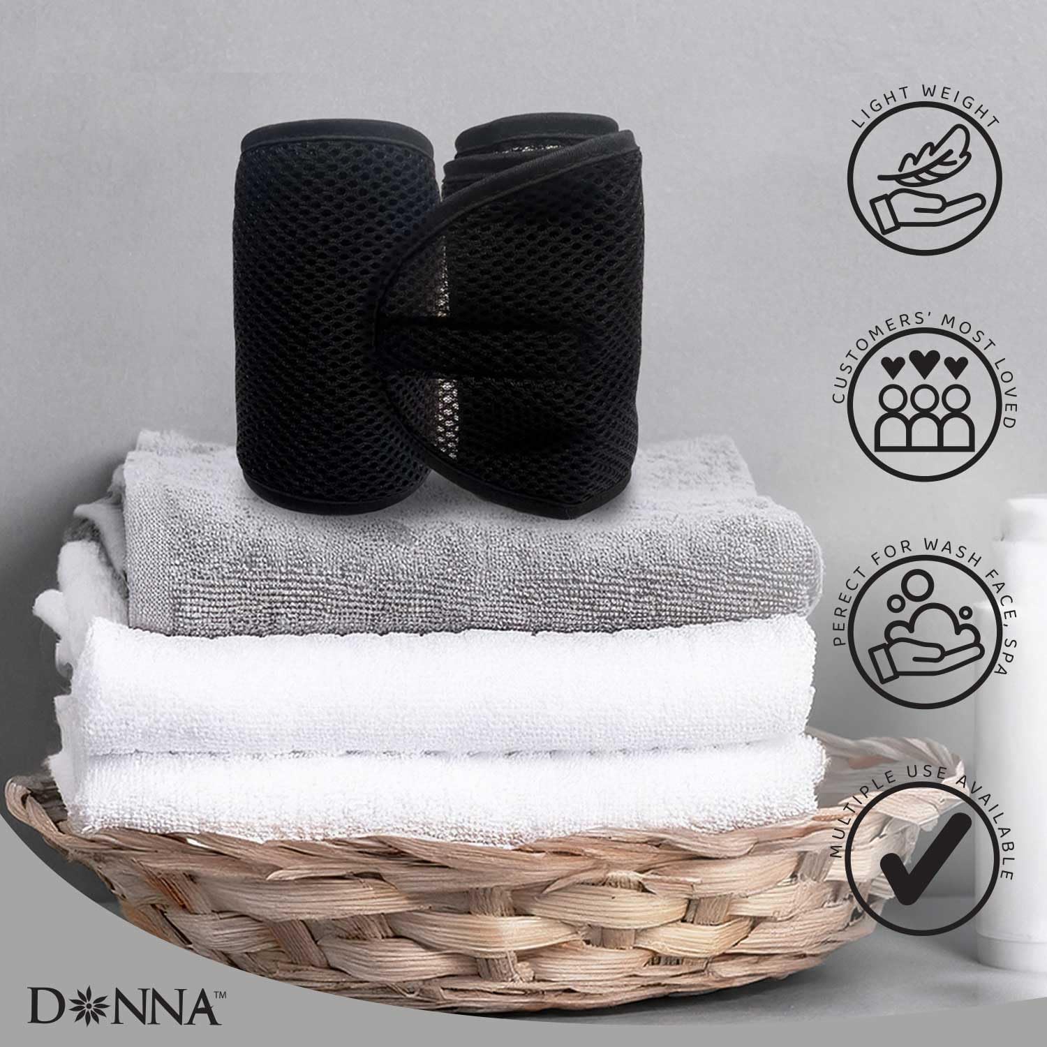 DONNA product label and packaging showing olive oil and vitamin E treatment benefits