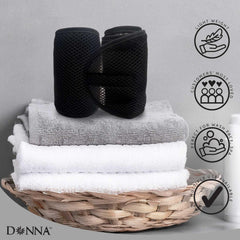 DONNA product label and packaging showing olive oil and vitamin E treatment benefits