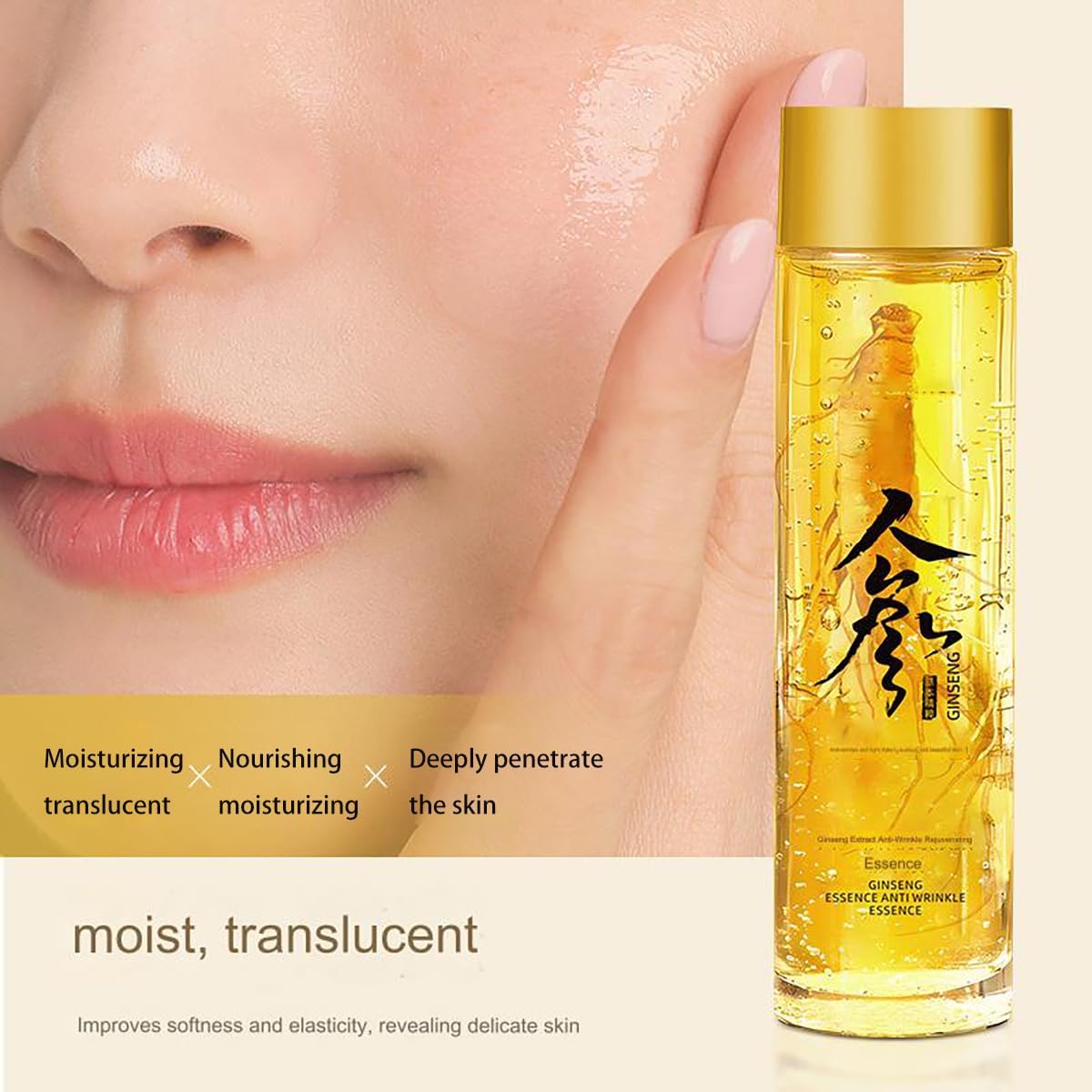 Dosoecse serum texture on hand, demonstrates lightweight absorption and hydration