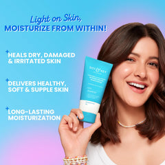Dot & Key cream spread on hand demonstrating lightweight hydration and easy blending