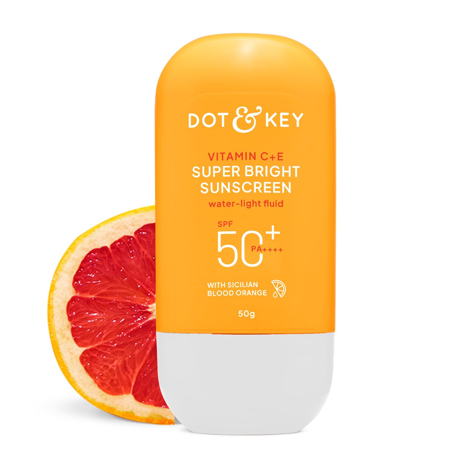 Dot & Key front packaging showing SPF 50 and vitamin blend for convenient protection