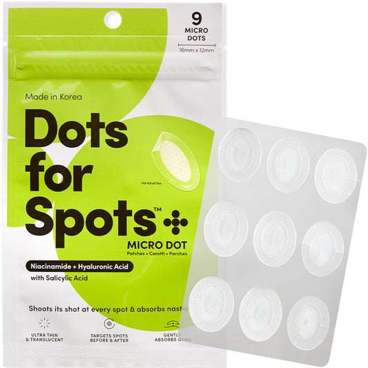 Dots for Spots front packaging showing 9-count box and branding for quick identification