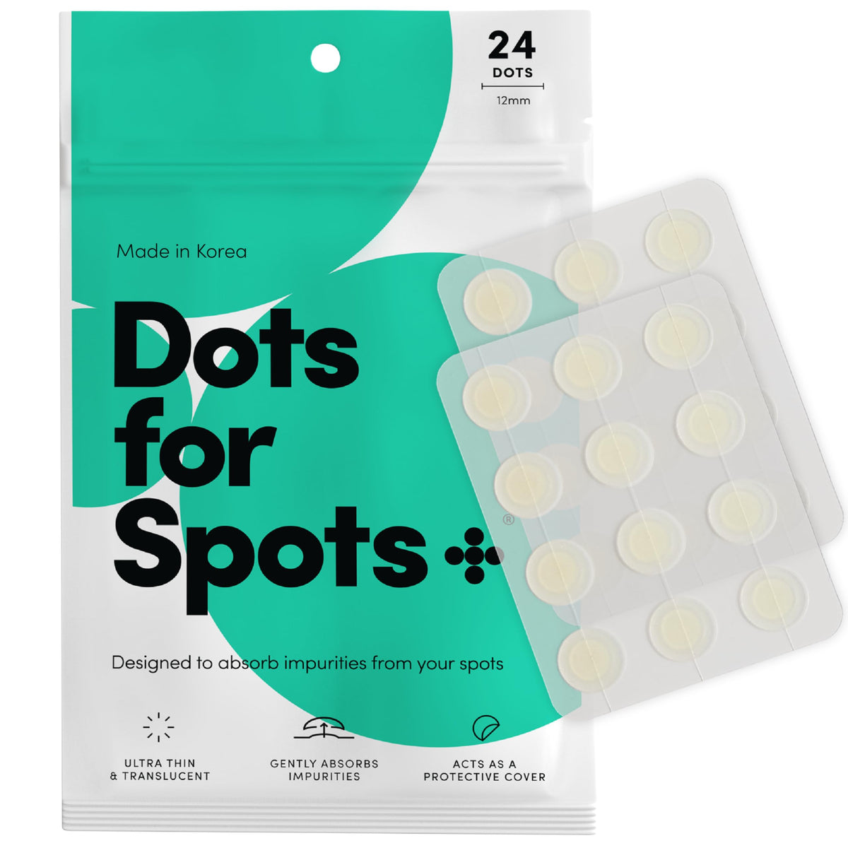 Dots for Spots front pouch showing product and branding for easy identification