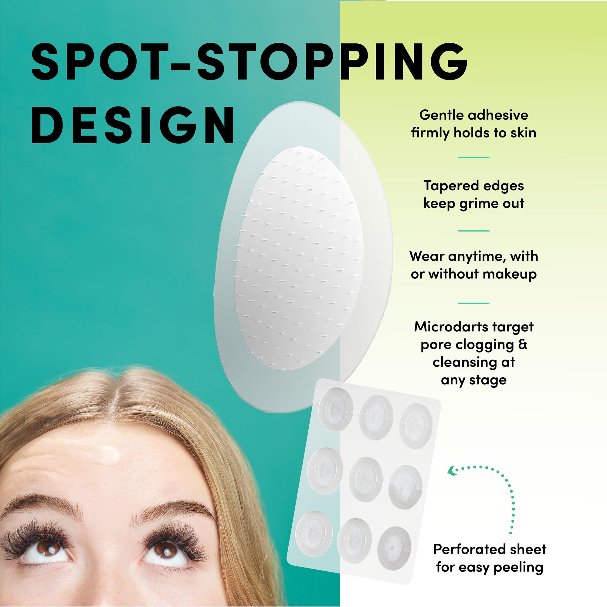 Lifestyle image of someone wearing Dots for Spots patches overnight for convenient treatment