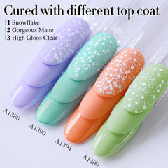 Double Rhythm on fingernails in use demonstrating salon-quality light blue manicure