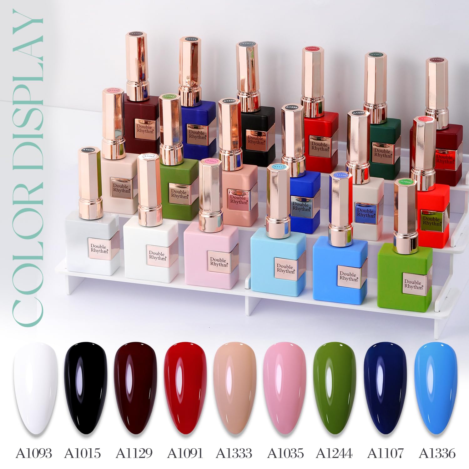 Double Rhythm bottle staged in salon setting suggesting professional-grade results