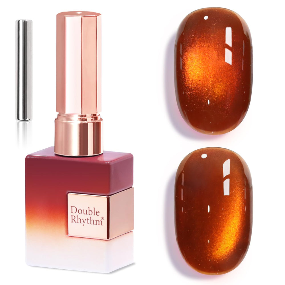 Double Rhythm front label showing amber orange shade and 15ml volume for clear product ID and benefit