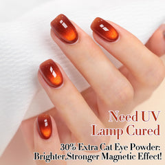 Double Rhythm magnet held over wet polish creating cat-eye line for easy effect demonstration