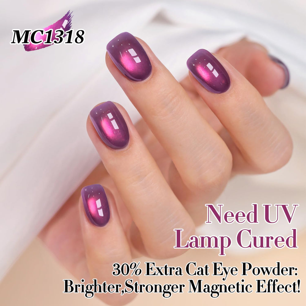 Swatch on fingertips using Double Rhythm amethyst illustrating layered holographic color payoff