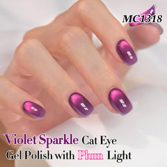 Close-up gel texture of Double Rhythm amethyst showing holographic shimmer and smooth finish