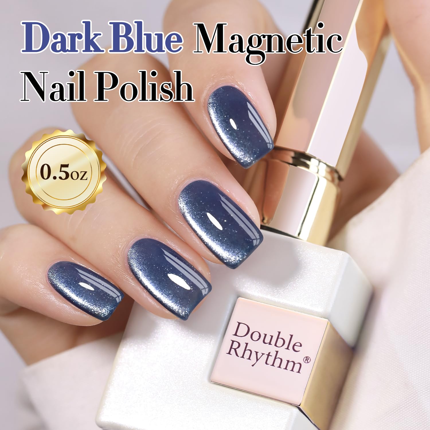 Double Rhythm applied on nail swatch showing magnetic cat-eye effect