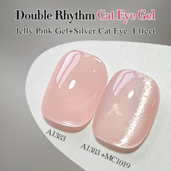 Double Rhythm application on nail tip demonstrating clear magnetic line benefit