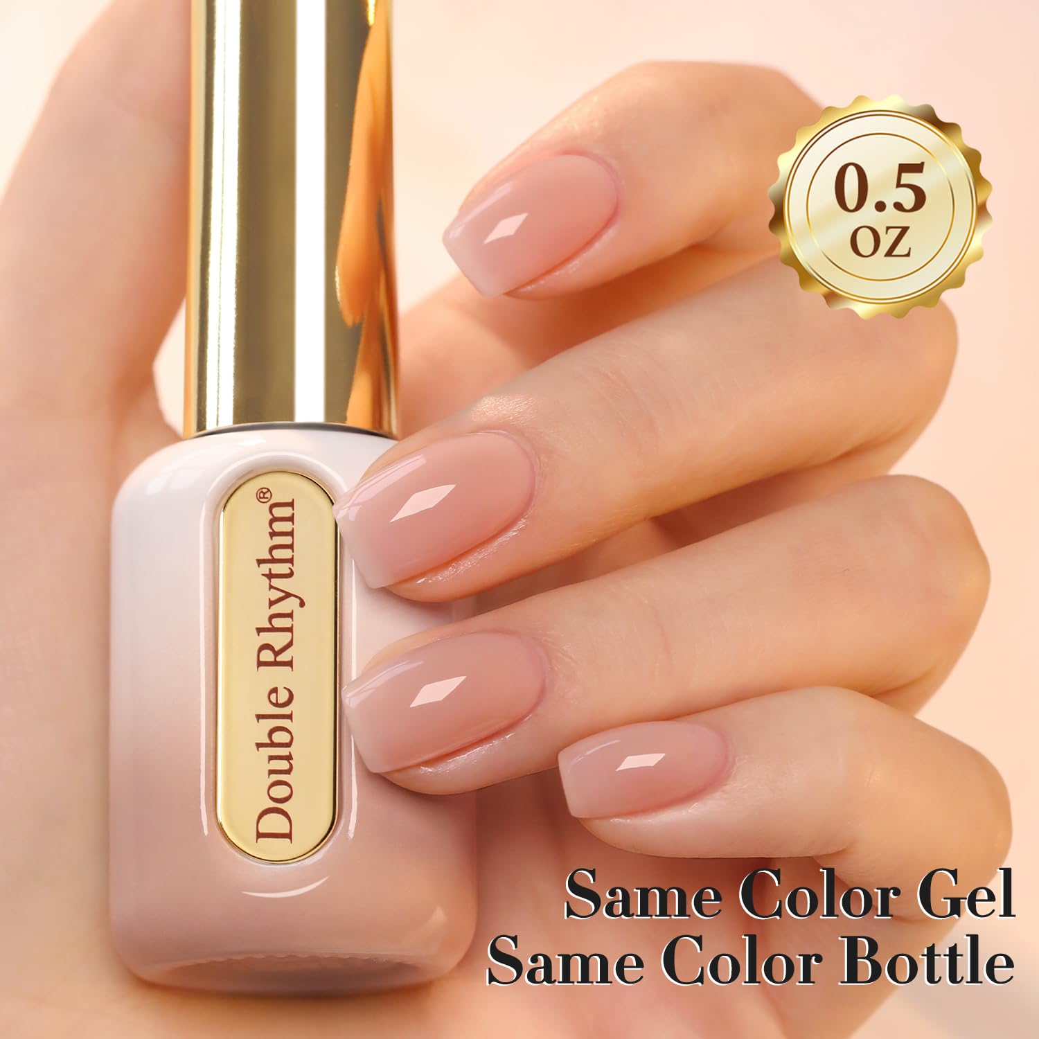 Double Rhythm applied on natural nails to show milky translucent finish and salon-like shine
