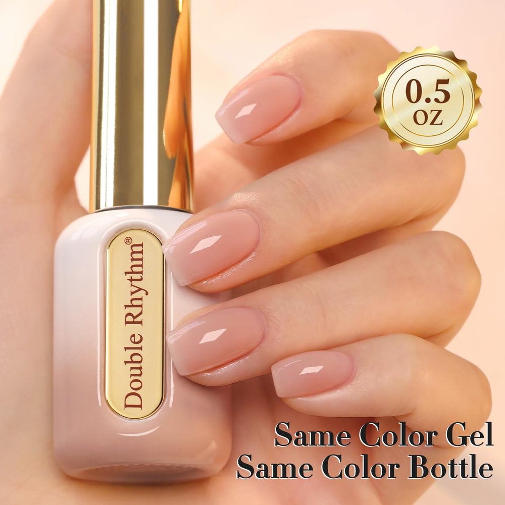 Double Rhythm applied on natural nails to show milky translucent finish and salon-like shine