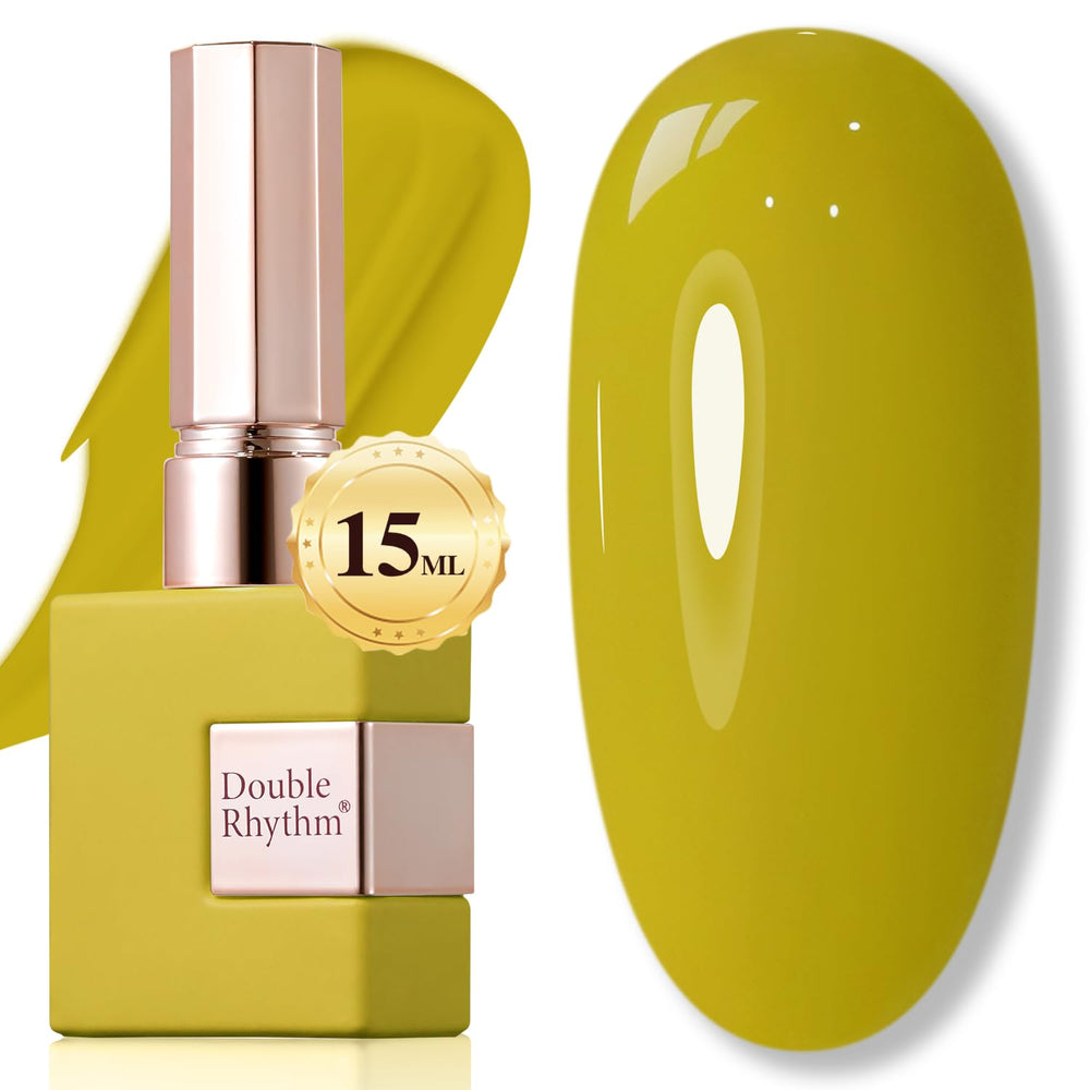 Double Rhythm bottle front view showing avocado green shade and compact size for travel