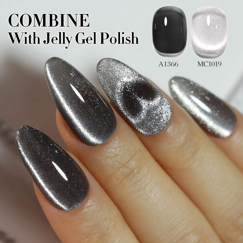 Double Rhythm before and after magnet pull showing dramatic cat-eye benefit