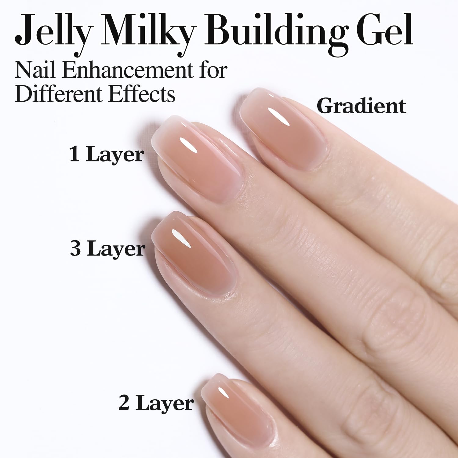Double Rhythm before and after photos showing strengthened, extended nails