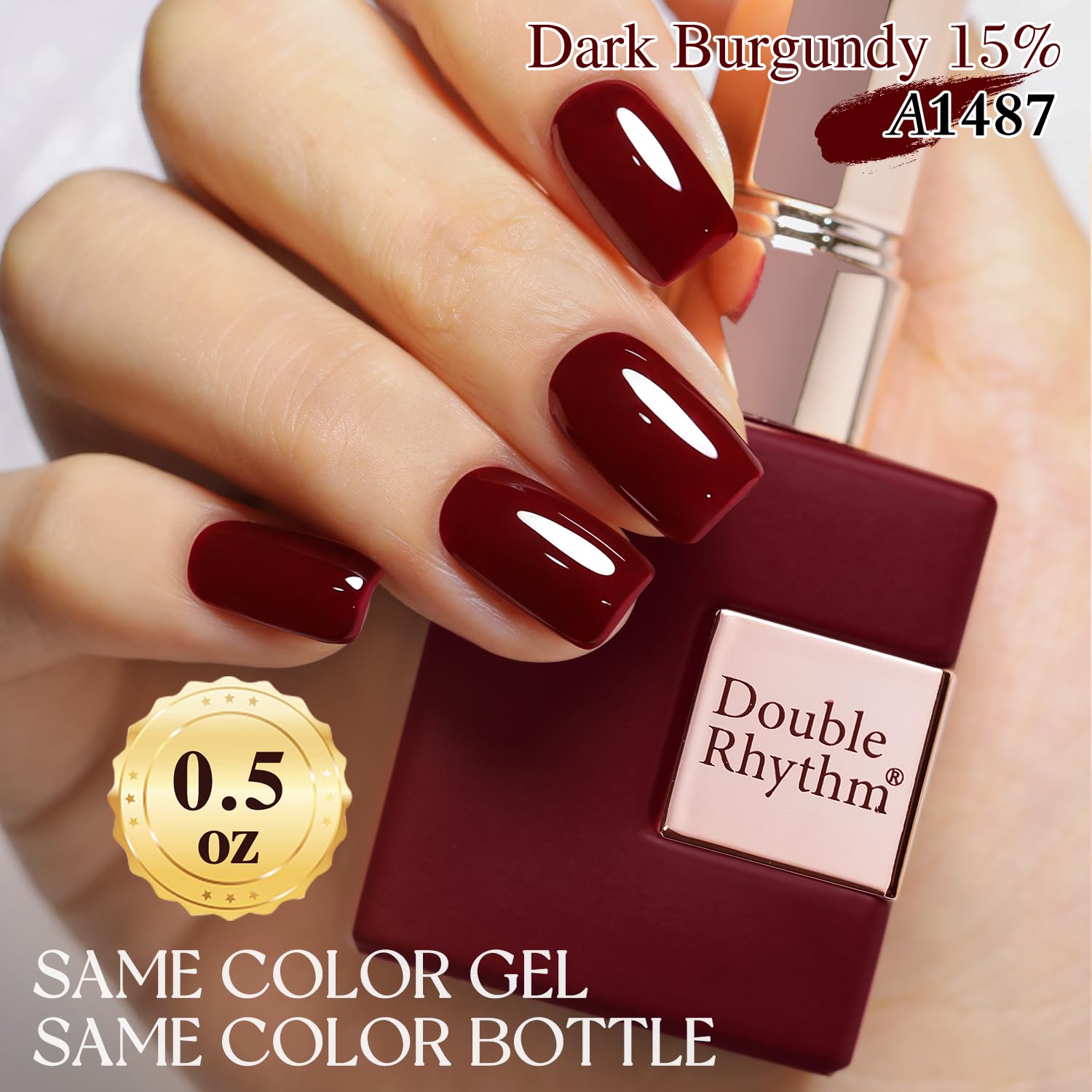 Double Rhythm bottle cap and label detail highlighting product information and color code A1487
