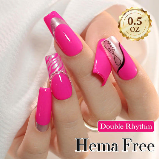 Double Rhythm bottle close-up with gold cap highlighting easy grip and premium look