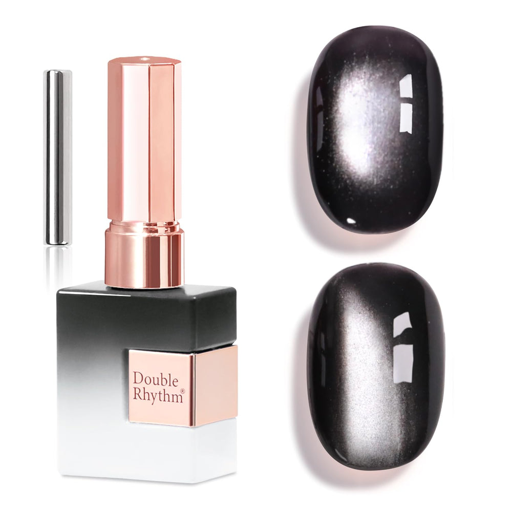 Double Rhythm bottle close-up showing holographic shimmer and precise magnet effect