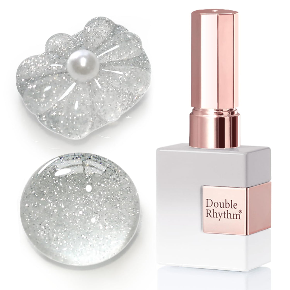 Double Rhythm bottle front showing Fairy Sparkle Silver and precise shimmer finish