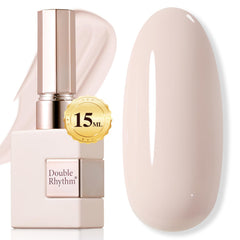 Double Rhythm bottle front showing sheer beige-pink shade and glossy finish