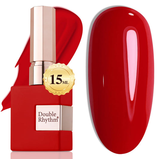 Double Rhythm brick red front bottle showing label and color benefit of easy storage