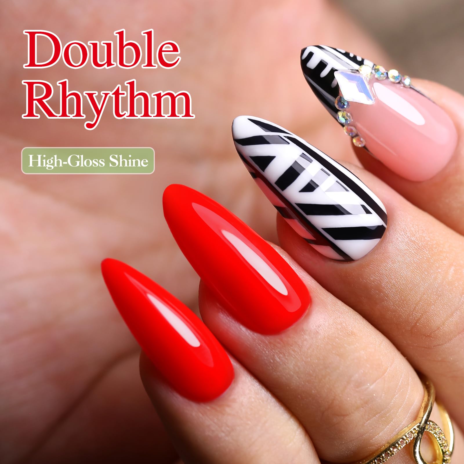 Double Rhythm brush stroke of Bright Red A1016 showing smooth coverage benefit
