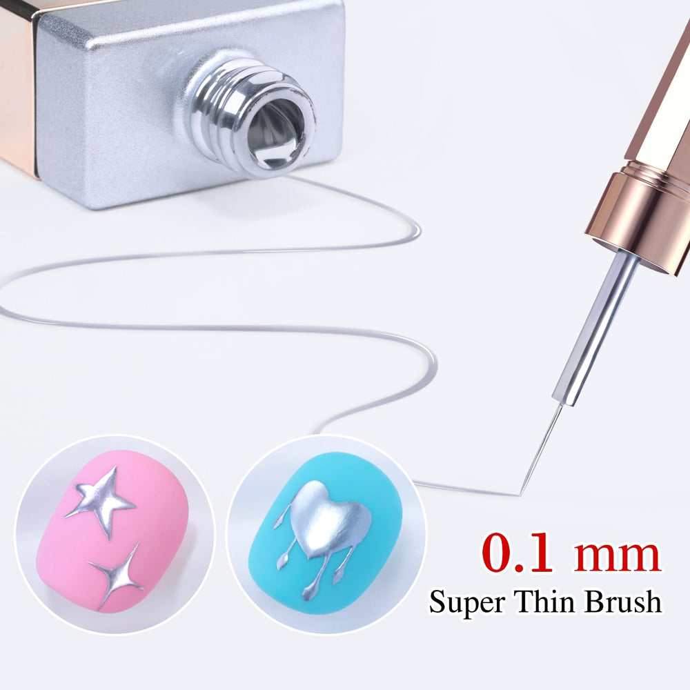 Double Rhythm bronze chrome swipe on nail tip showing mirror-like shine