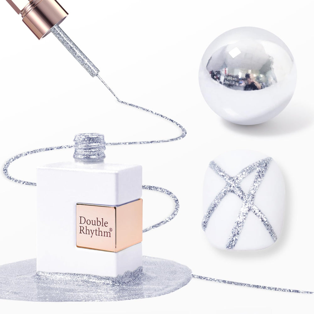Double Rhythm bottle front view showing bronze chrome liner benefit mirror shine