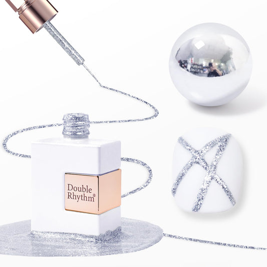 Double Rhythm bottle front view showing bronze chrome liner benefit mirror shine