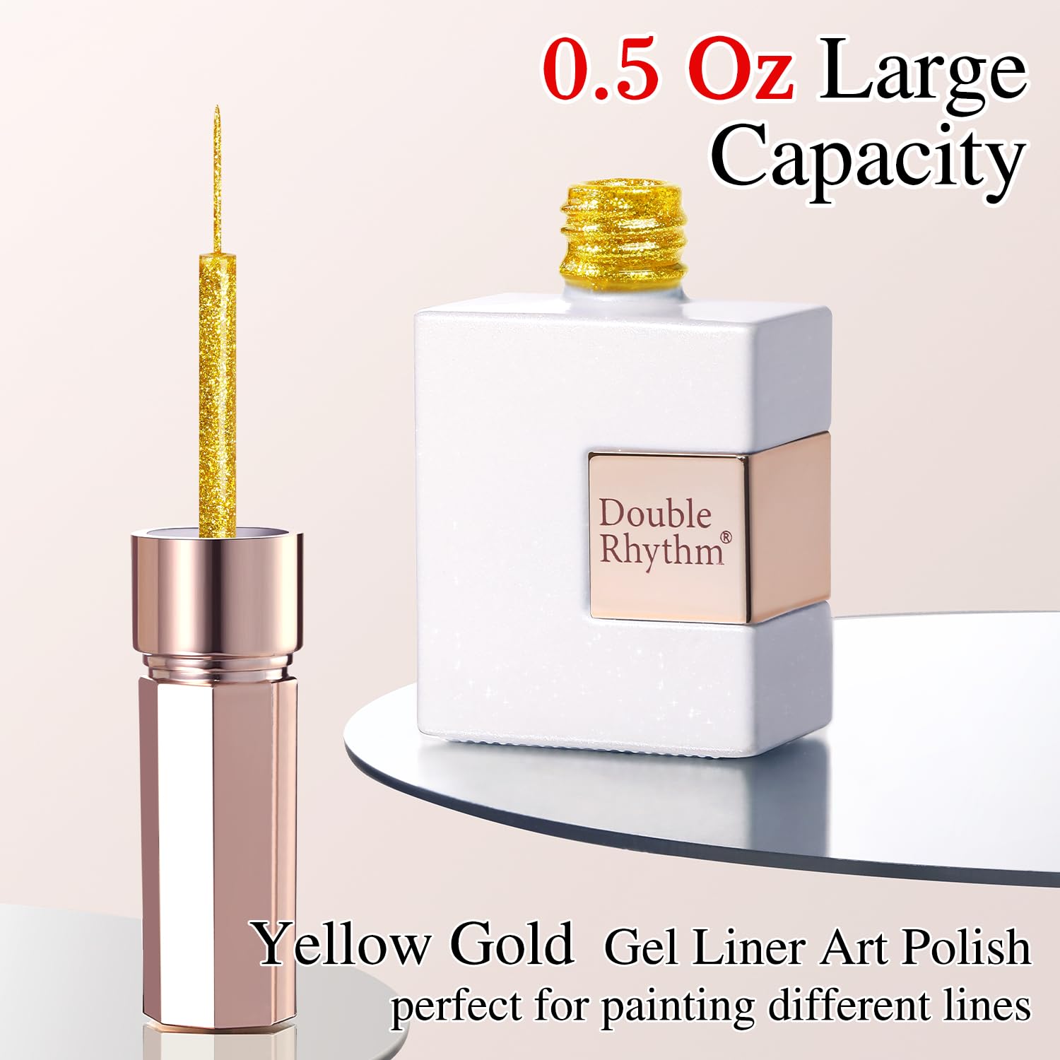 Double Rhythm gel in use painting a thin metallic line to create crisp accents