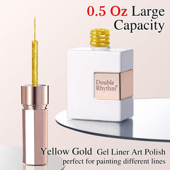 Double Rhythm gel in use painting a thin metallic line to create crisp accents