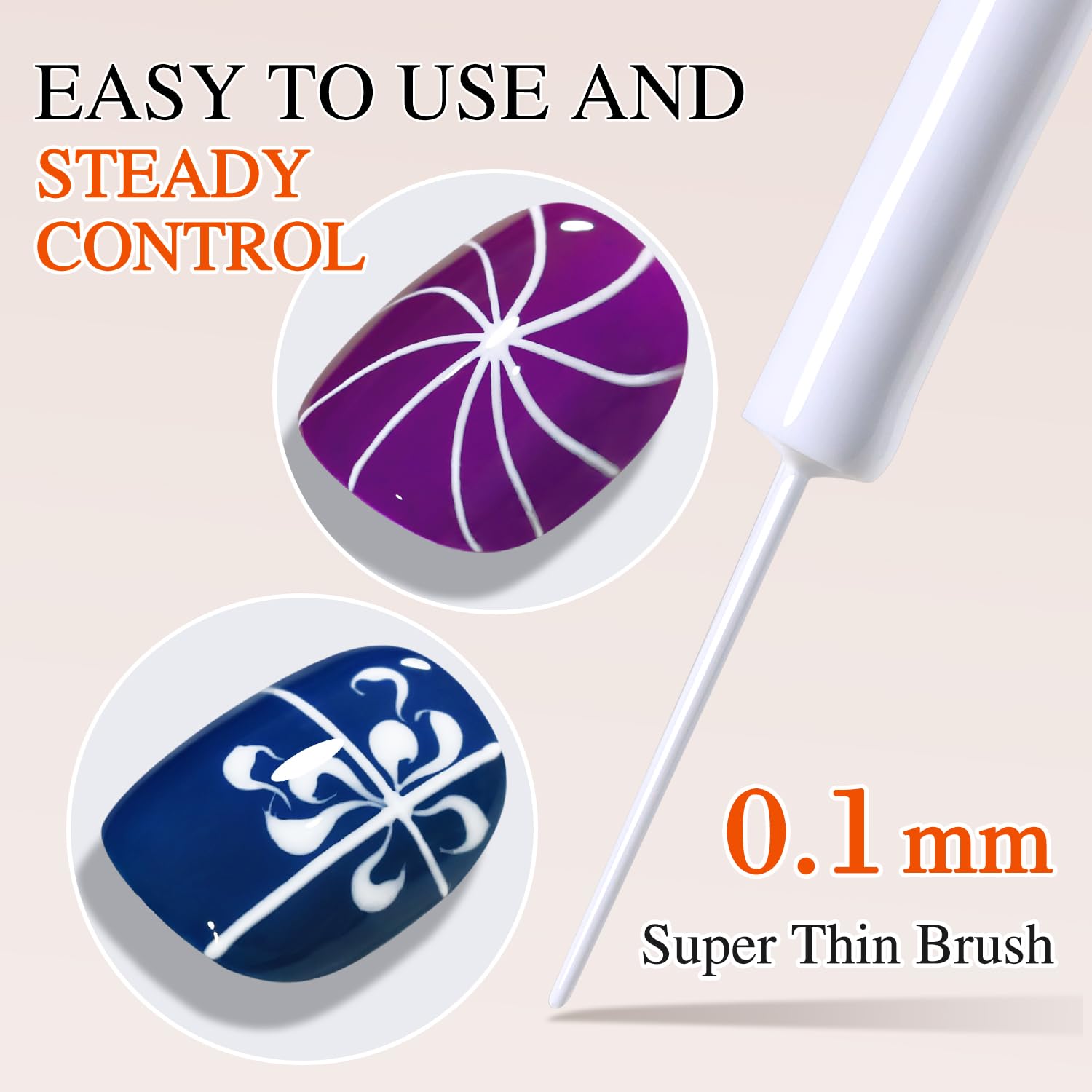 Double Rhythm brush close-up showing fine-tip for detailed nail art strokes
