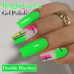 Double Rhythm brush detail with polish on bristles for smooth application