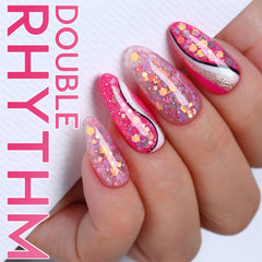 Double Rhythm brush stroke of gel displaying even application and sparkle