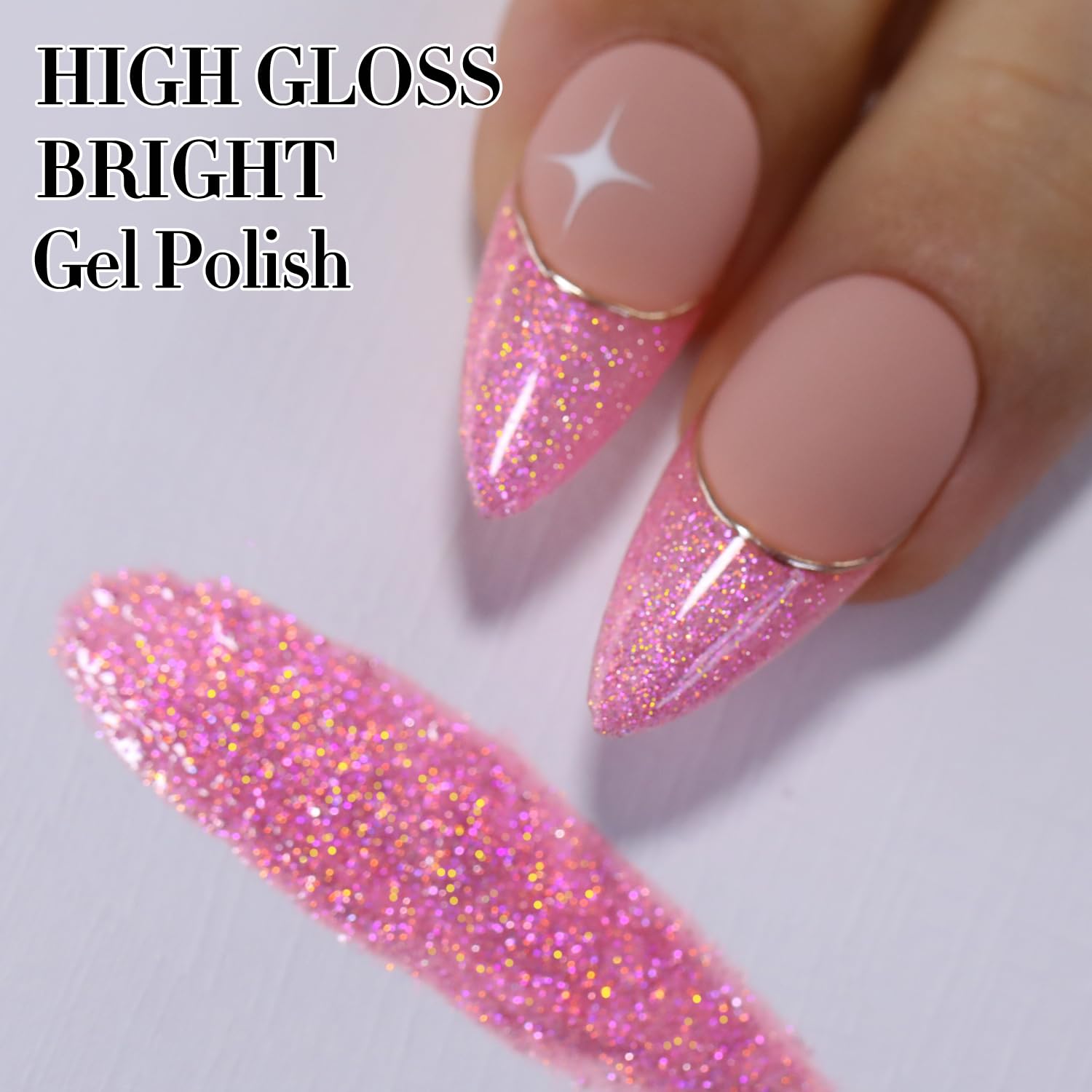Double Rhythm brush stroke on nail tip illustrating smooth, even application