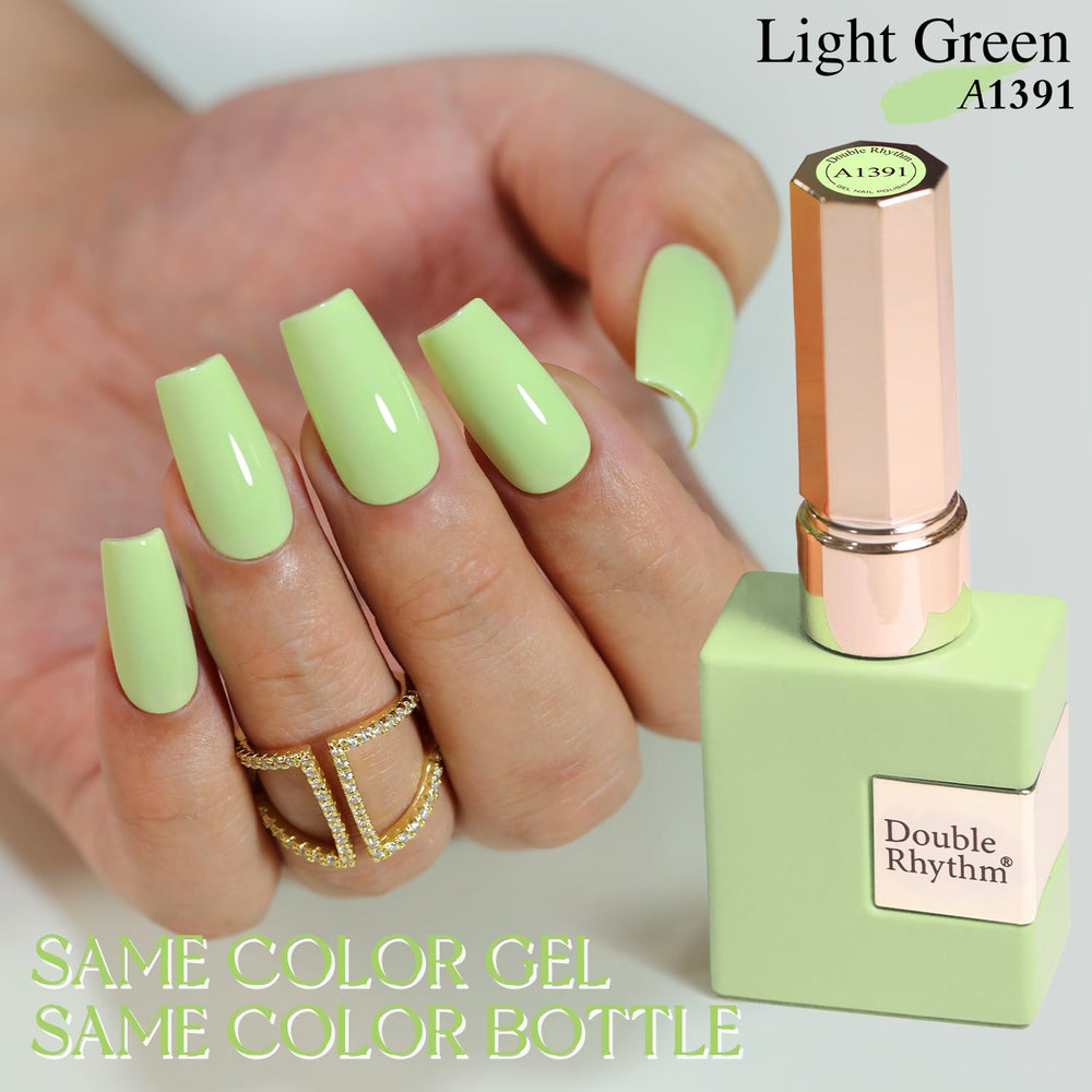 Double Rhythm brush stroke on swatch stick showing sheer green coverage
