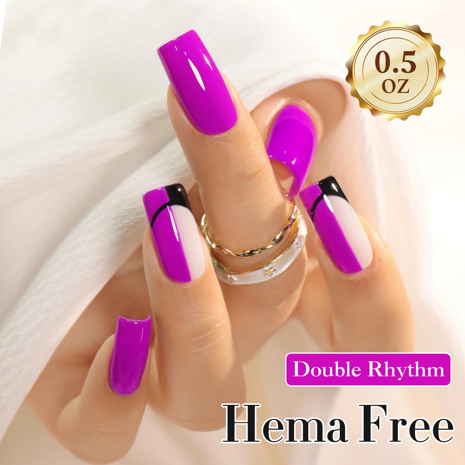 Double Rhythm brush stroke on nail showing smooth jelly texture for even application