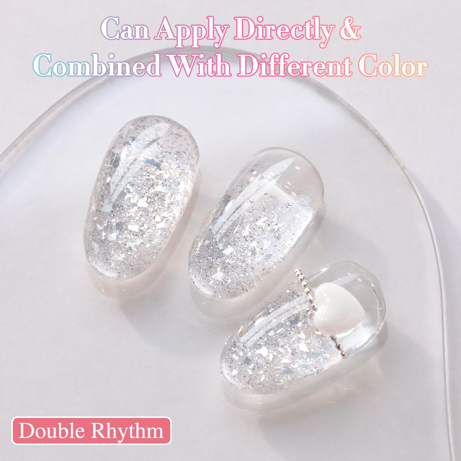 Double Rhythm brush stroke demonstrating even application and flat glitter benefit