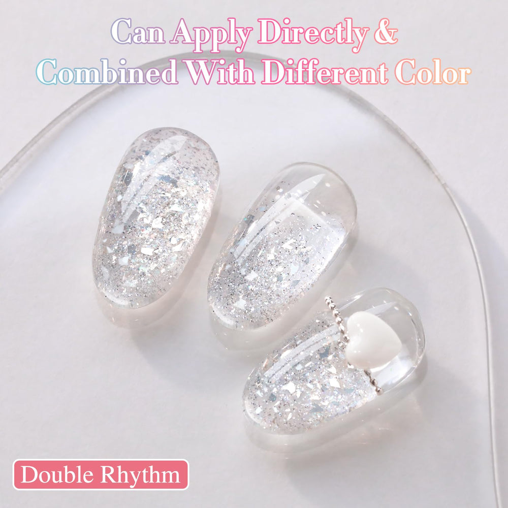 Double Rhythm brush stroke demonstrating even application and flat glitter benefit
