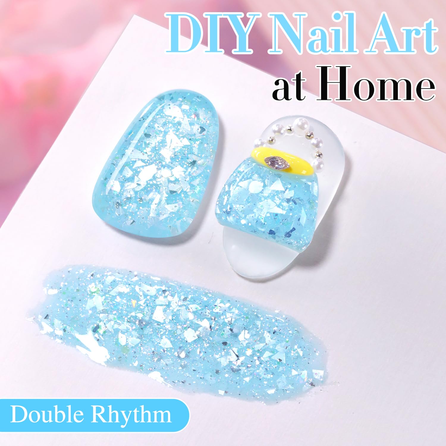 Double Rhythm Candy Blue glitter close-up displaying micro-fine shimmer for smooth finish