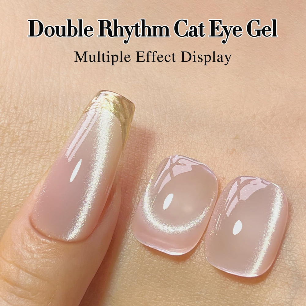 Double Rhythm cat-eye effect on nail displays stripe contrast for salon-quality nails benefit