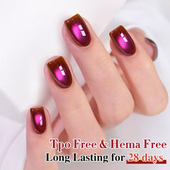 Double Rhythm polish on hand comparison showing size and real-life scale benefit
