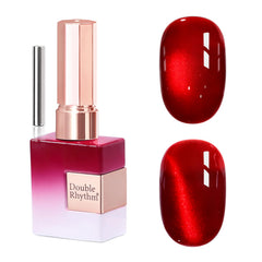 Double Rhythm Cherry Spark front bottle showing holographic jelly finish and magnetic shimmer