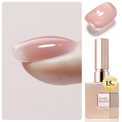 Double Rhythm front bottle view showing compact 15ml size and clear gel benefit
